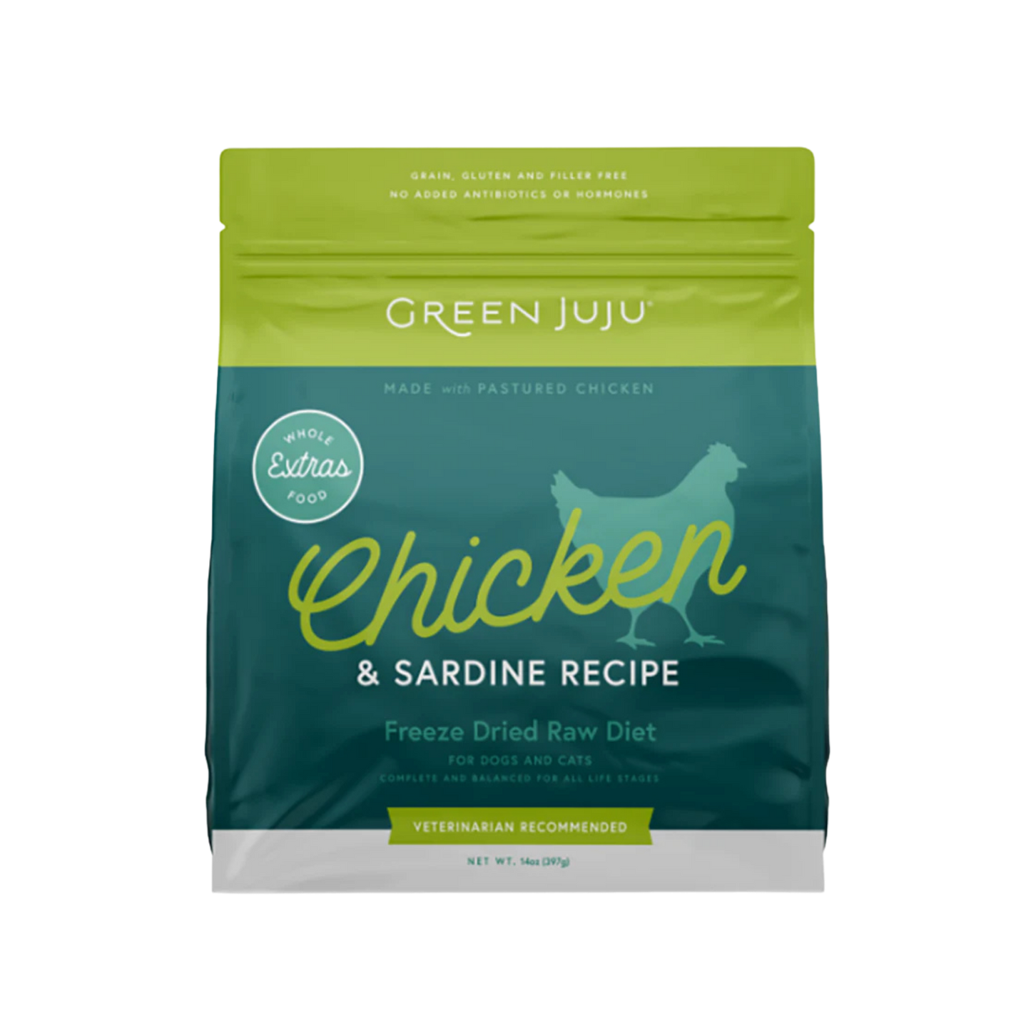 Green Juju Freeze-Dried Raw Chicken & Sardine Recipe for Dogs & Cats