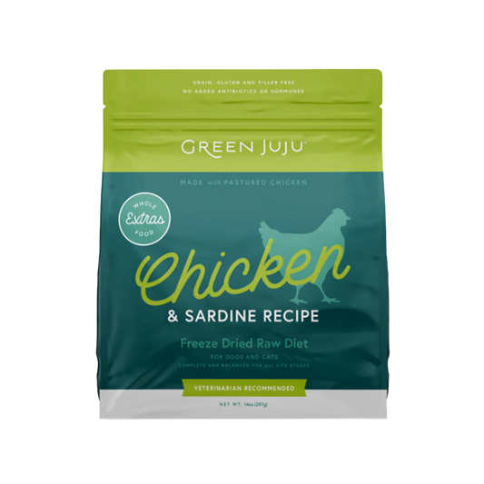 Green Juju Freeze-Dried Raw Chicken & Sardine Recipe for Dogs & Cats