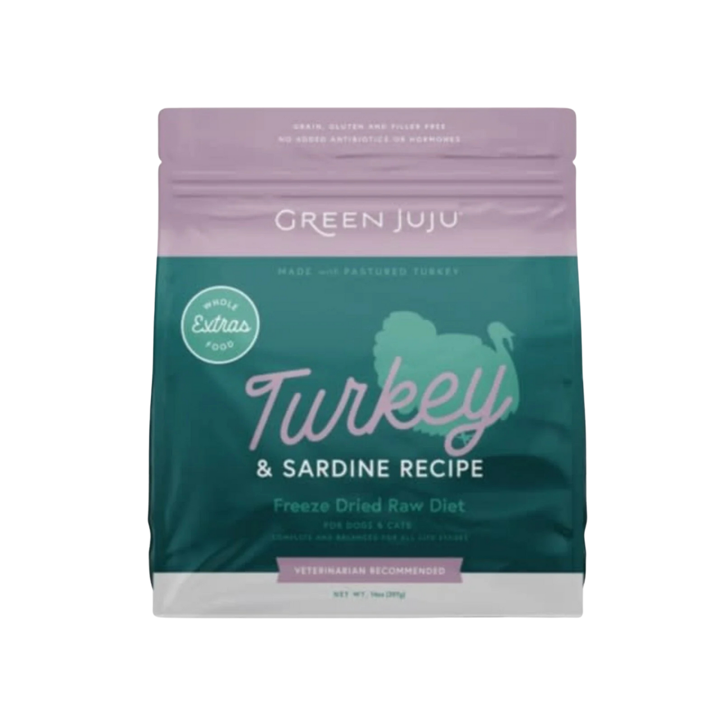 Green Juju Freeze-Dried Raw Turkey & Sardine Recipe for Dogs & Cats