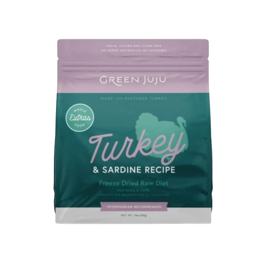Green Juju Freeze-Dried Raw Turkey & Sardine Recipe for Dogs & Cats