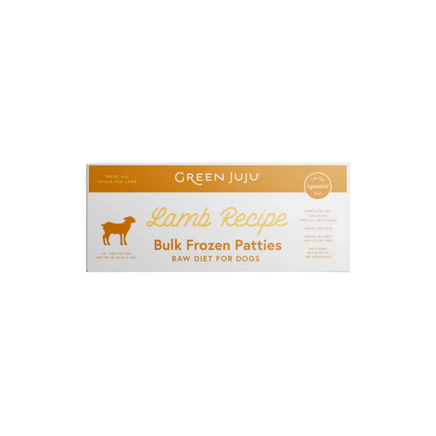 Green Juju Lamb Recipe Frozen Patties & Sliders Raw Dog Food