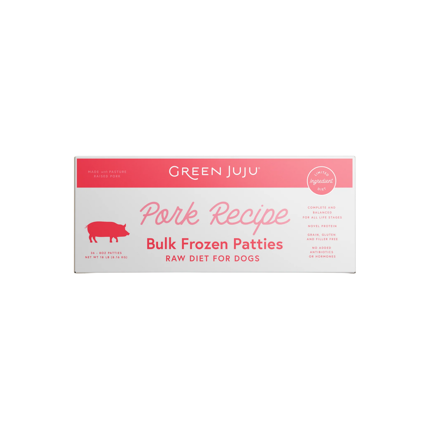 Green Juju Pork Recipe Frozen Patties & Sliders Raw Dog Food