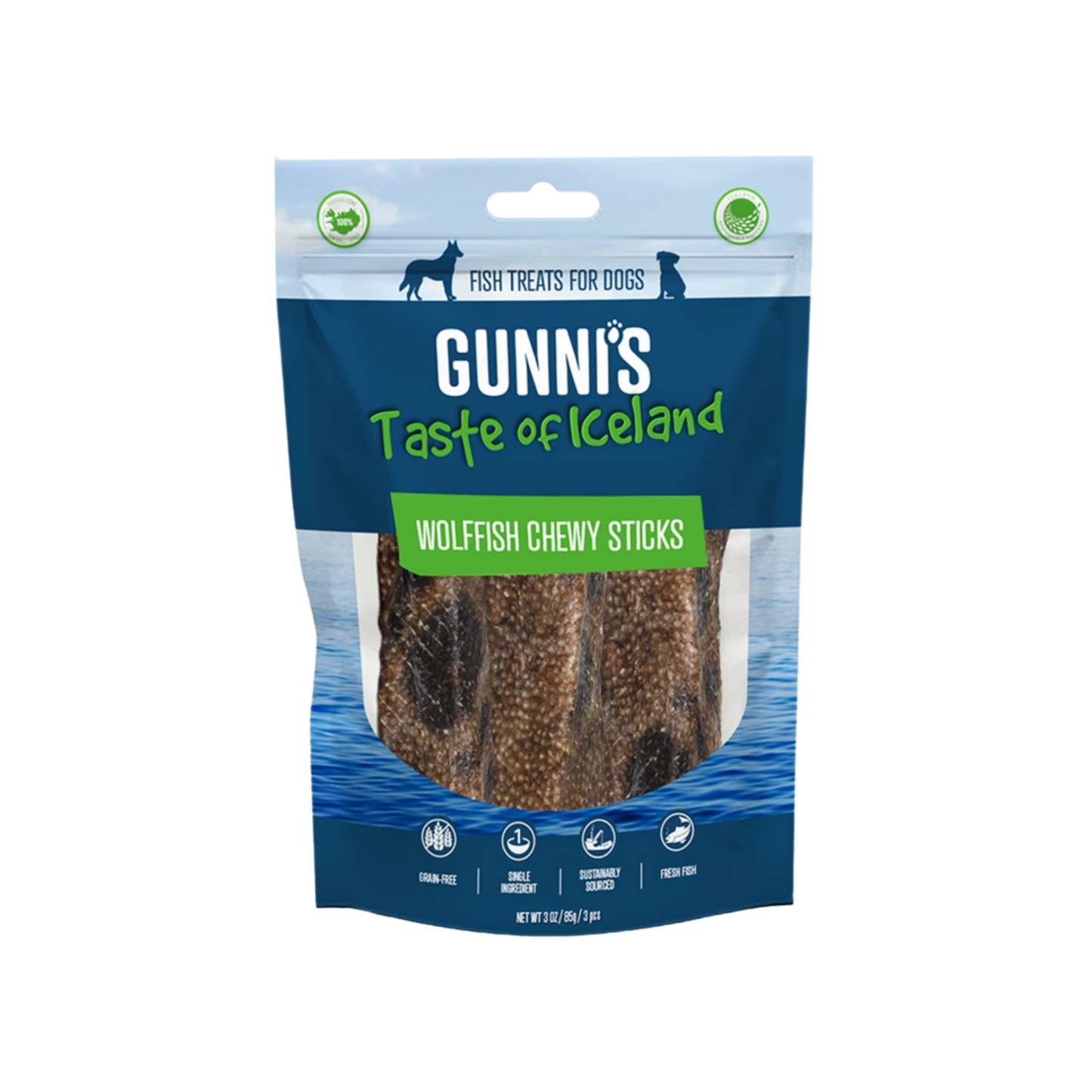 Gunni's Taste of Iceland Dehydrated Wolffish Chewy Sticks