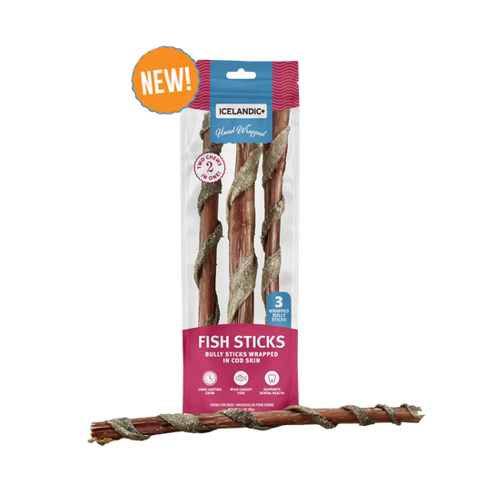 Icelandic+ Fish Sticks Cod Wrapped Bully Sticks for Dogs