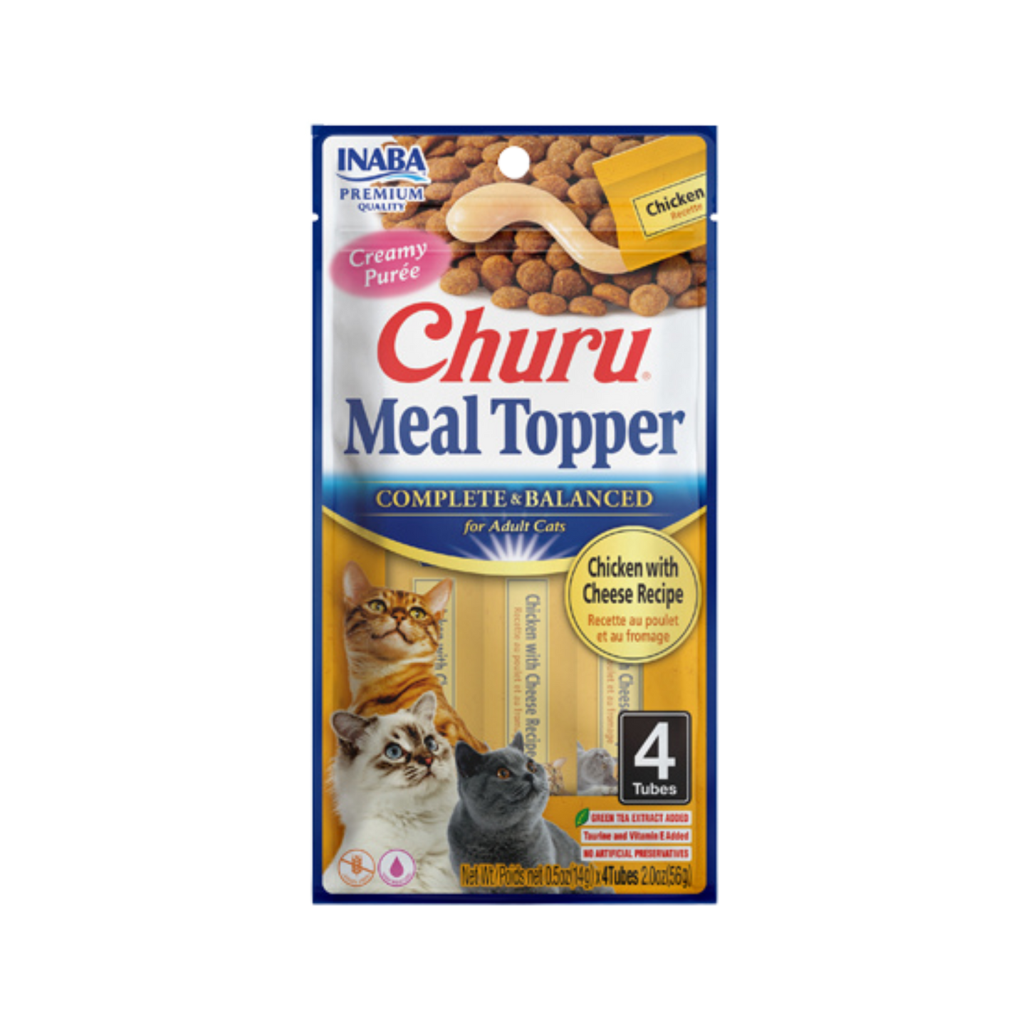 Inaba Churu Meal Topper Chicken with Cheese Recipe for Cats, 2oz