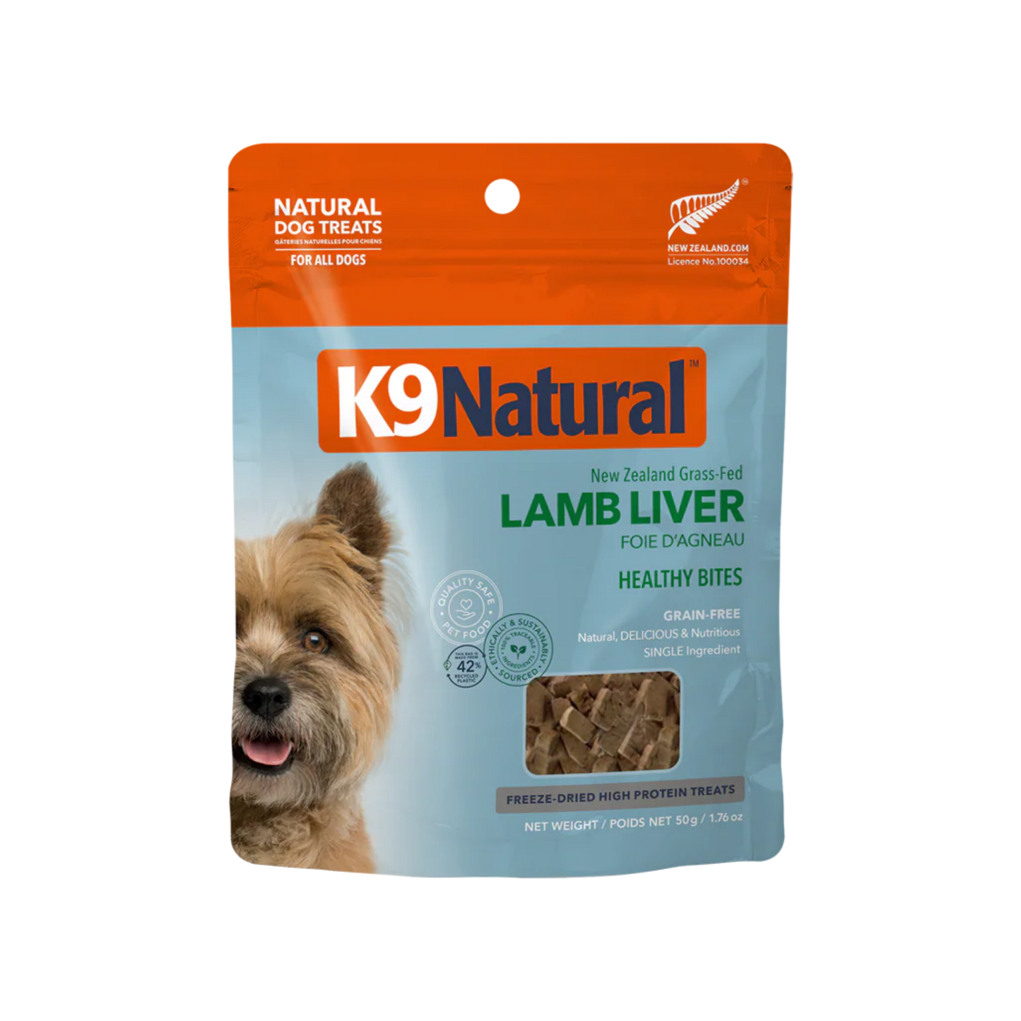 K9 Natural New Zealand Freeze-Dried Lamb Liver Healthy Bites Dog Treats