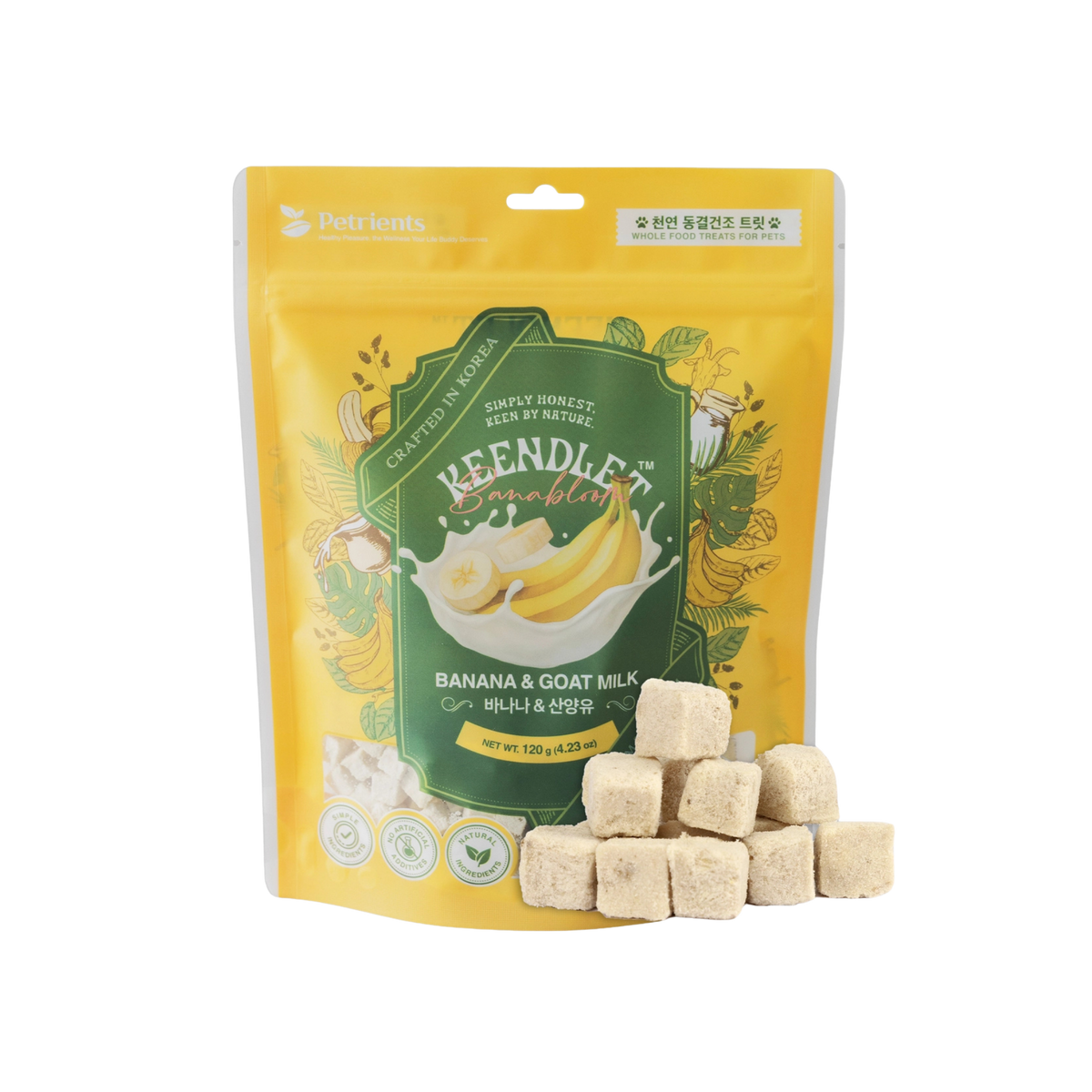 Keendlet Freeze-Dried Banabloom with Banana & Goat Milk for Dogs & Cats, 4.23oz
