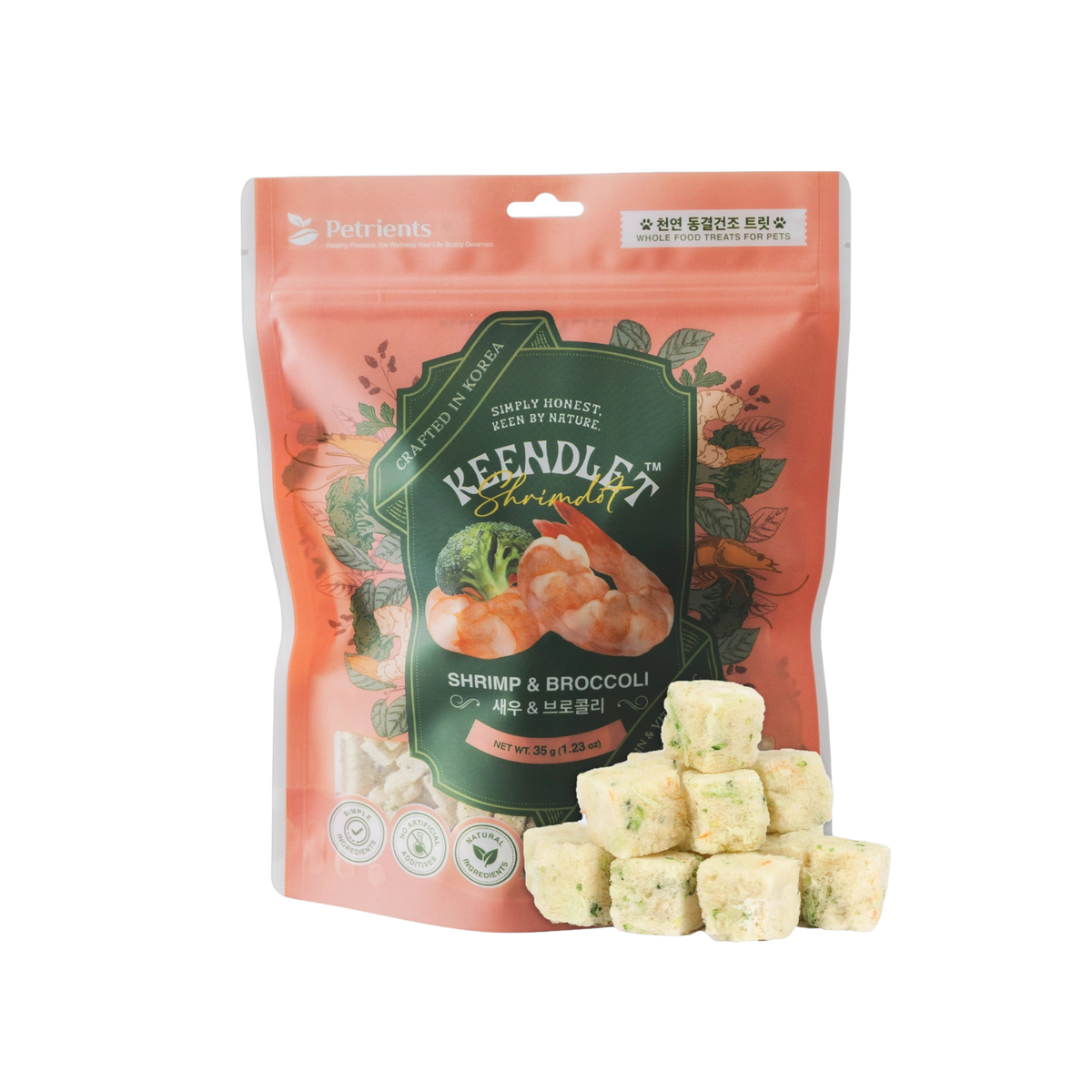 Keendlet Freeze-Dried Shrimdot with Shrimp & Broccoli for Dogs & Cats, 1.23oz