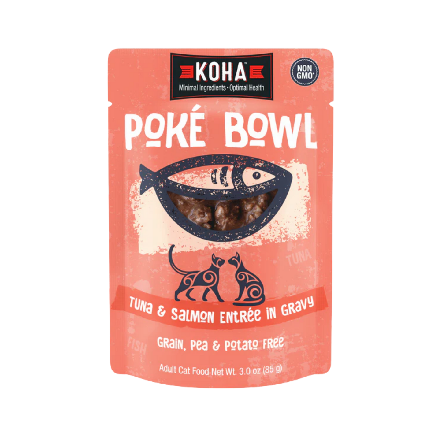 Koha Poké Bowl Tuna & Salmon Entrée In Gravy For Cats