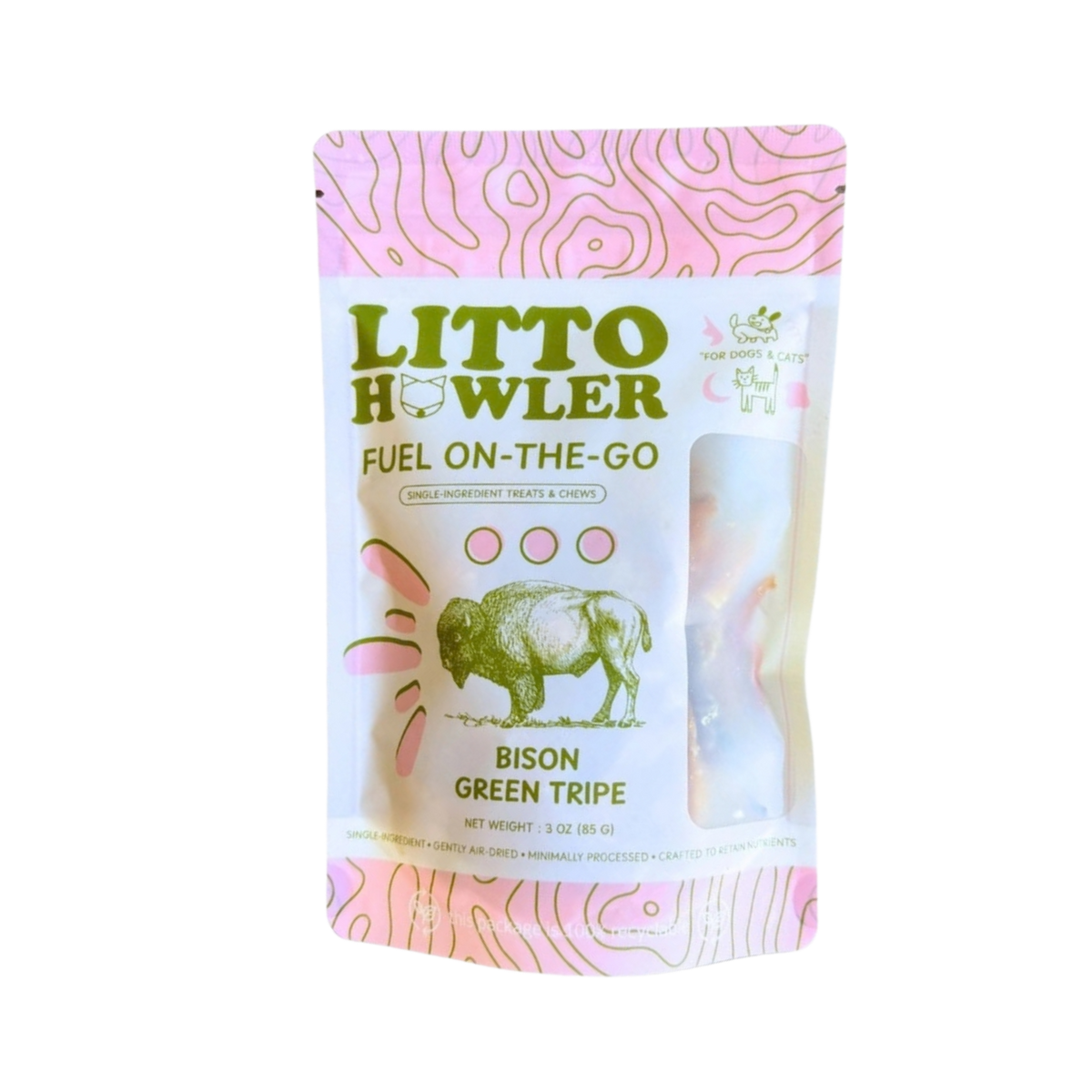 Litto Howler Dehydrated Bison Green Tripe, 3oz