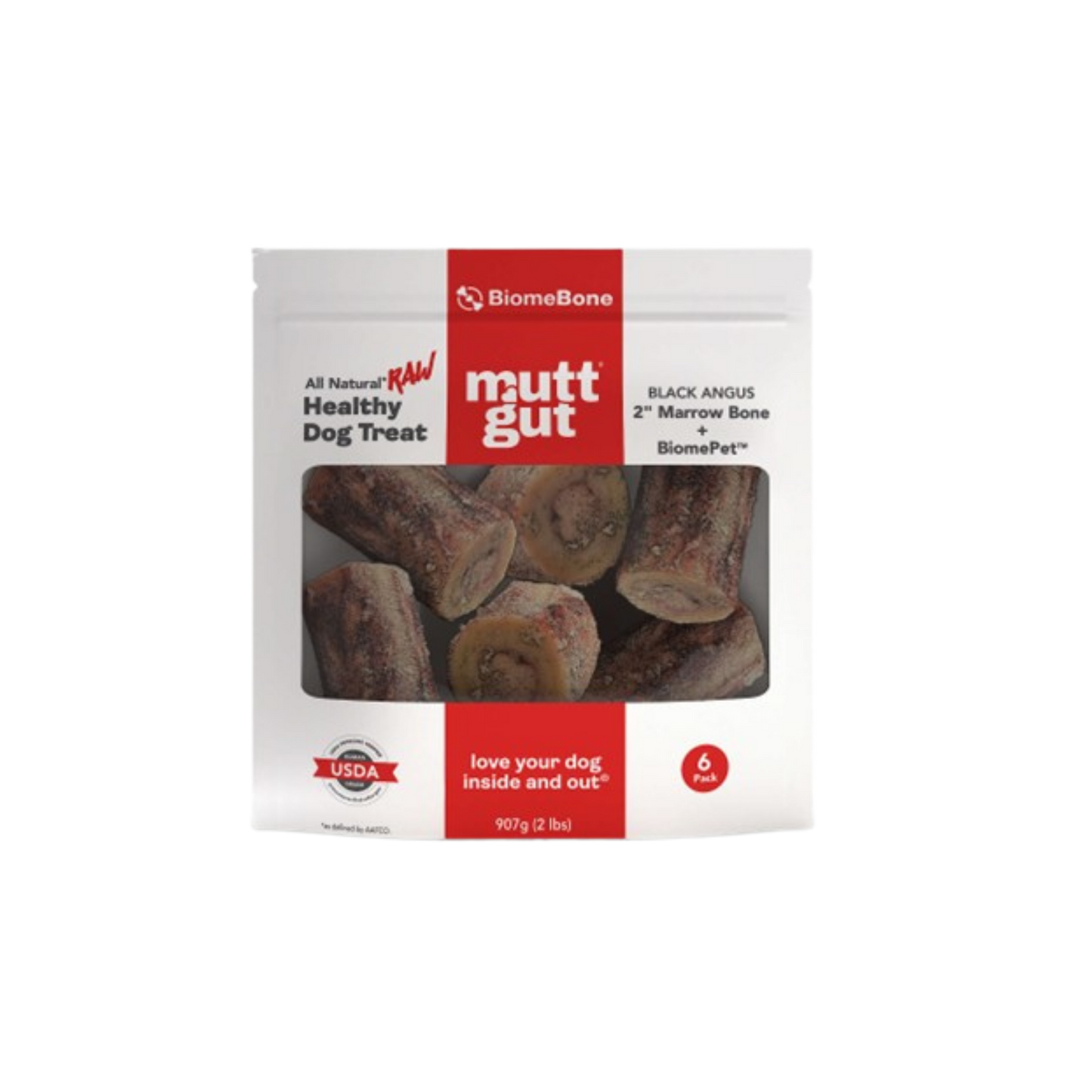 MuttGut Frozen 2" Black Angus Marrow Bone Biome