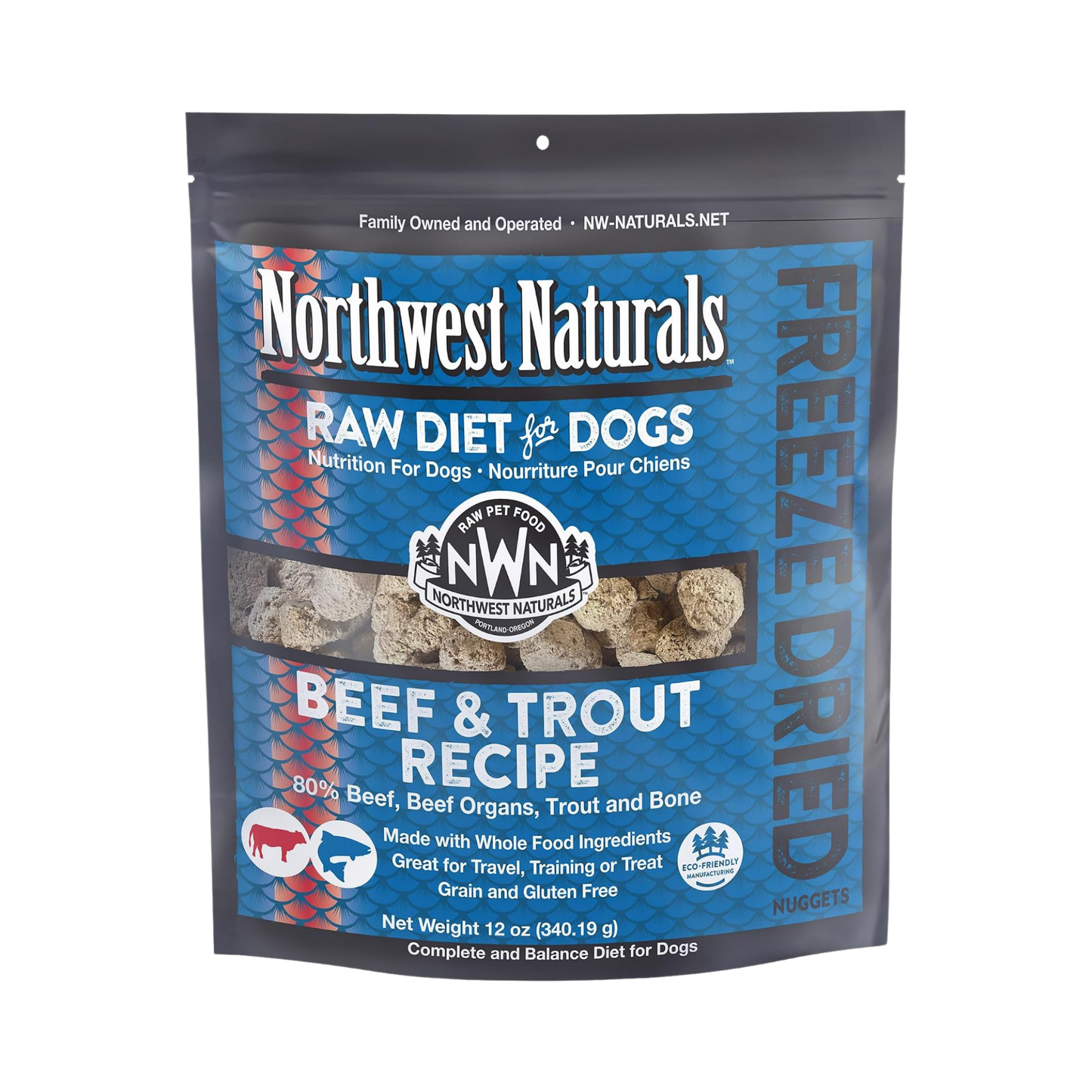 Northwest Naturals Freeze-Dried Beef & Trout Recipe for Dogs, 12oz