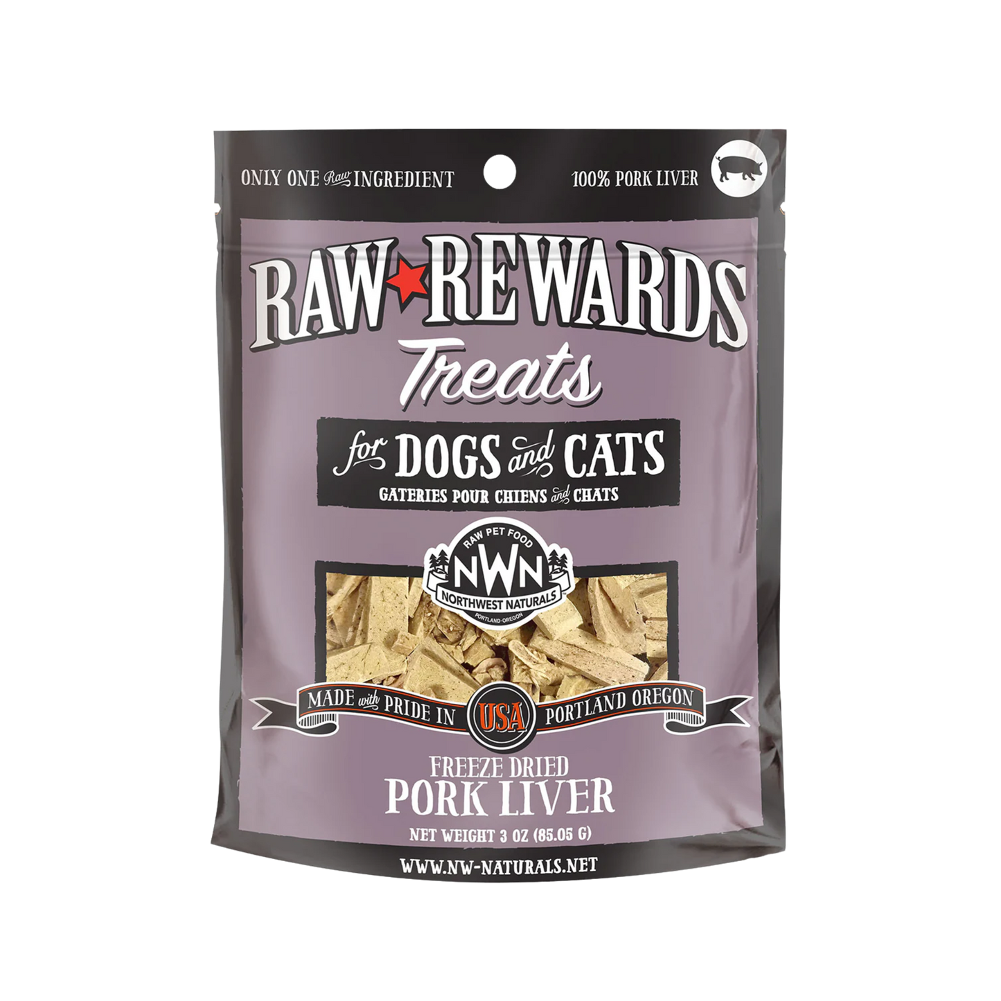 Northwest Naturals Raw Rewards Freeze-Dried Pork Liver for Dogs & Cats