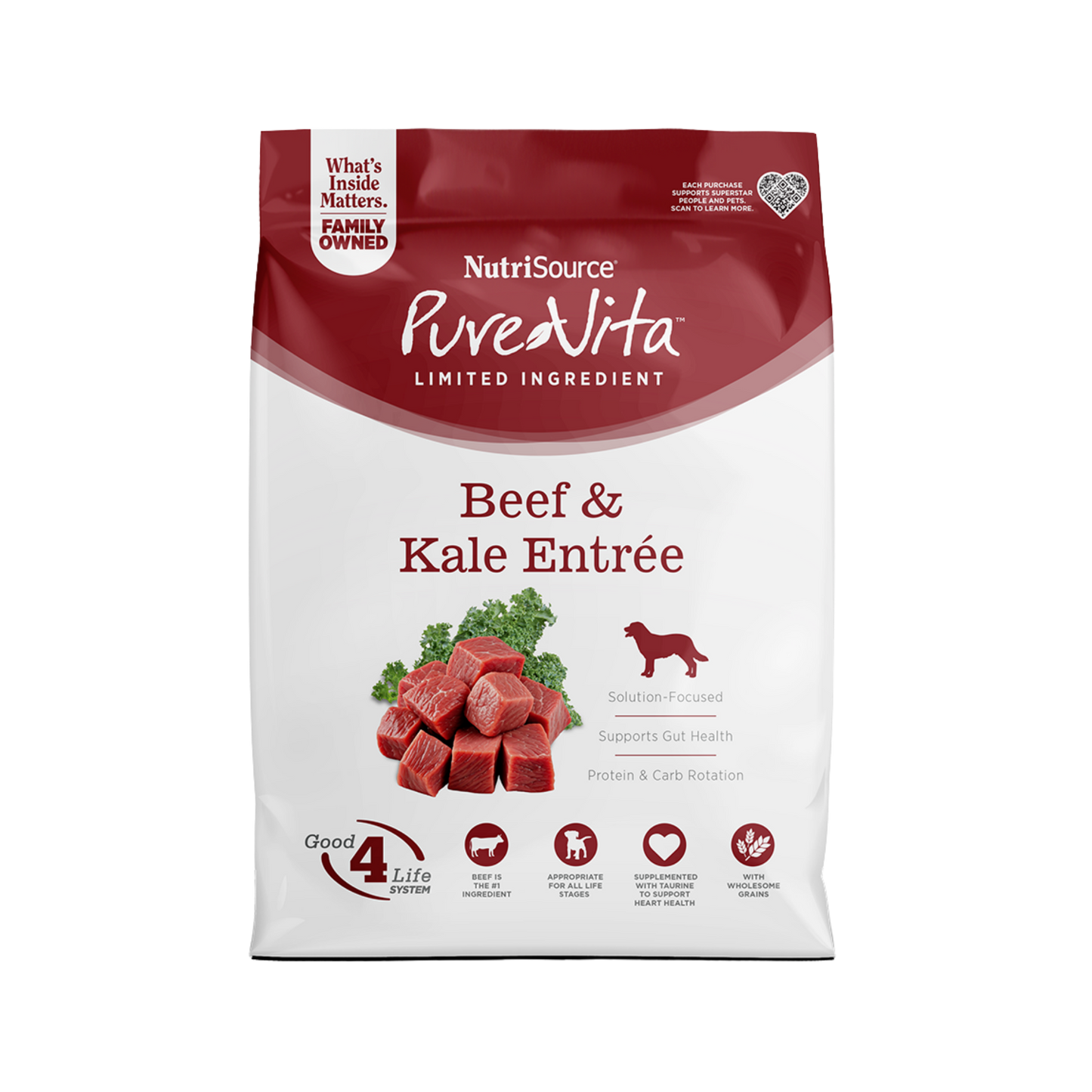 NutriSource PureVita Beef & Kale Entrée Limited Ingredient Dry Dog Food
