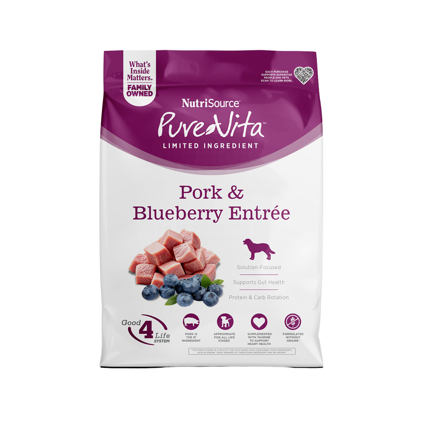 NutriSource PureVita Pork & Blueberry Entrée Limited Ingredient Dog Food