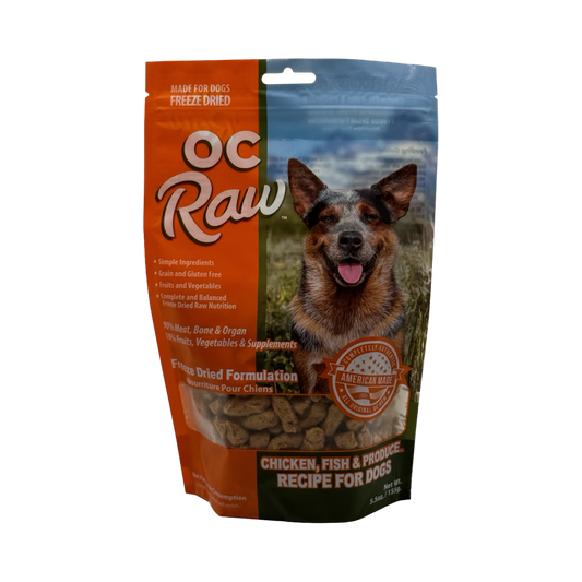 OC Raw Freeze-Dried Chicken, Fish, & Produce