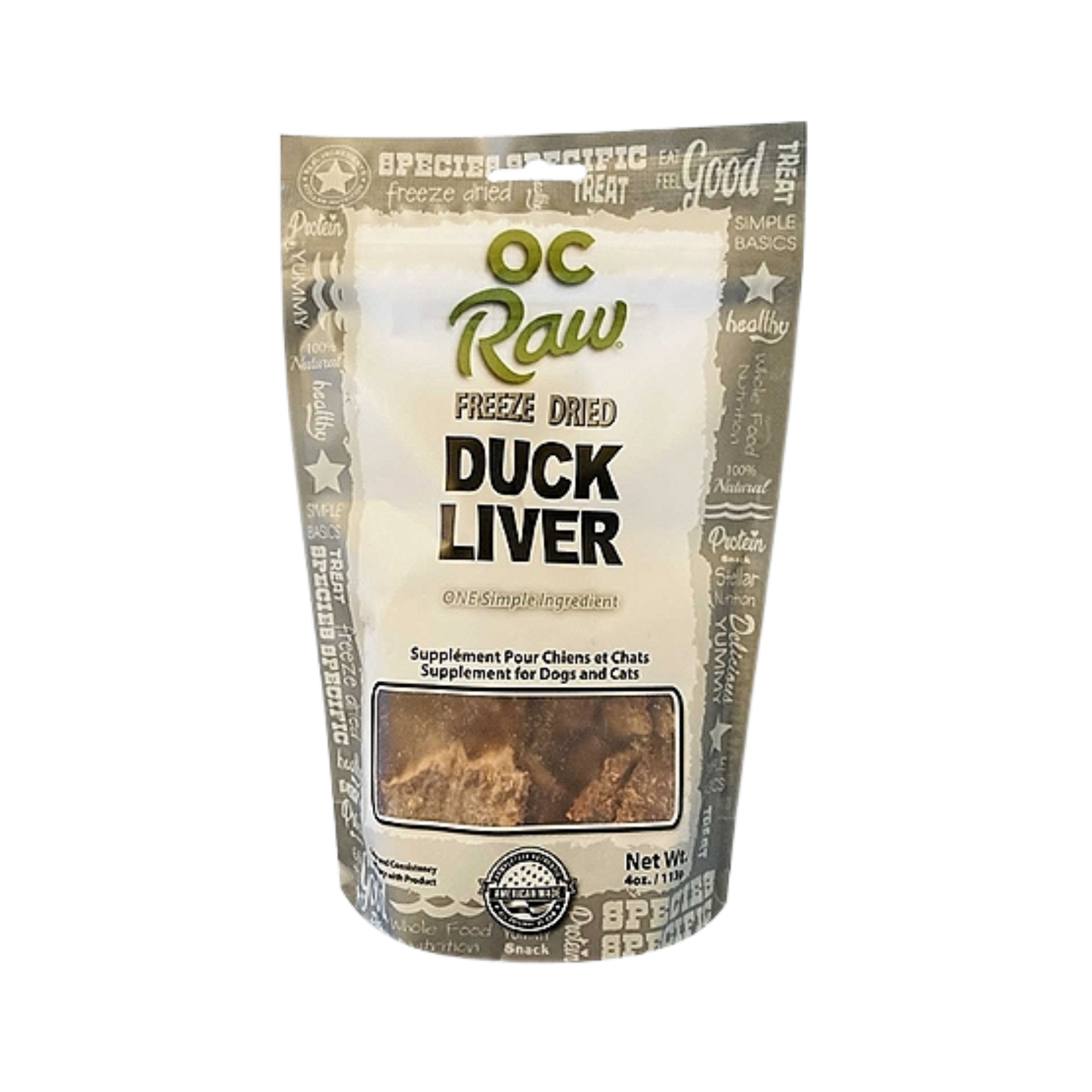 OC Raw Freeze-Dried Duck Liver for Dogs & Cats, 4oz