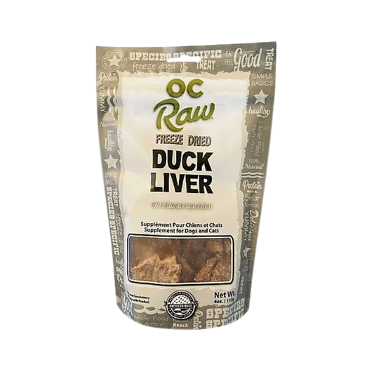 OC Raw Freeze-Dried Duck Liver for Dogs & Cats, 4oz