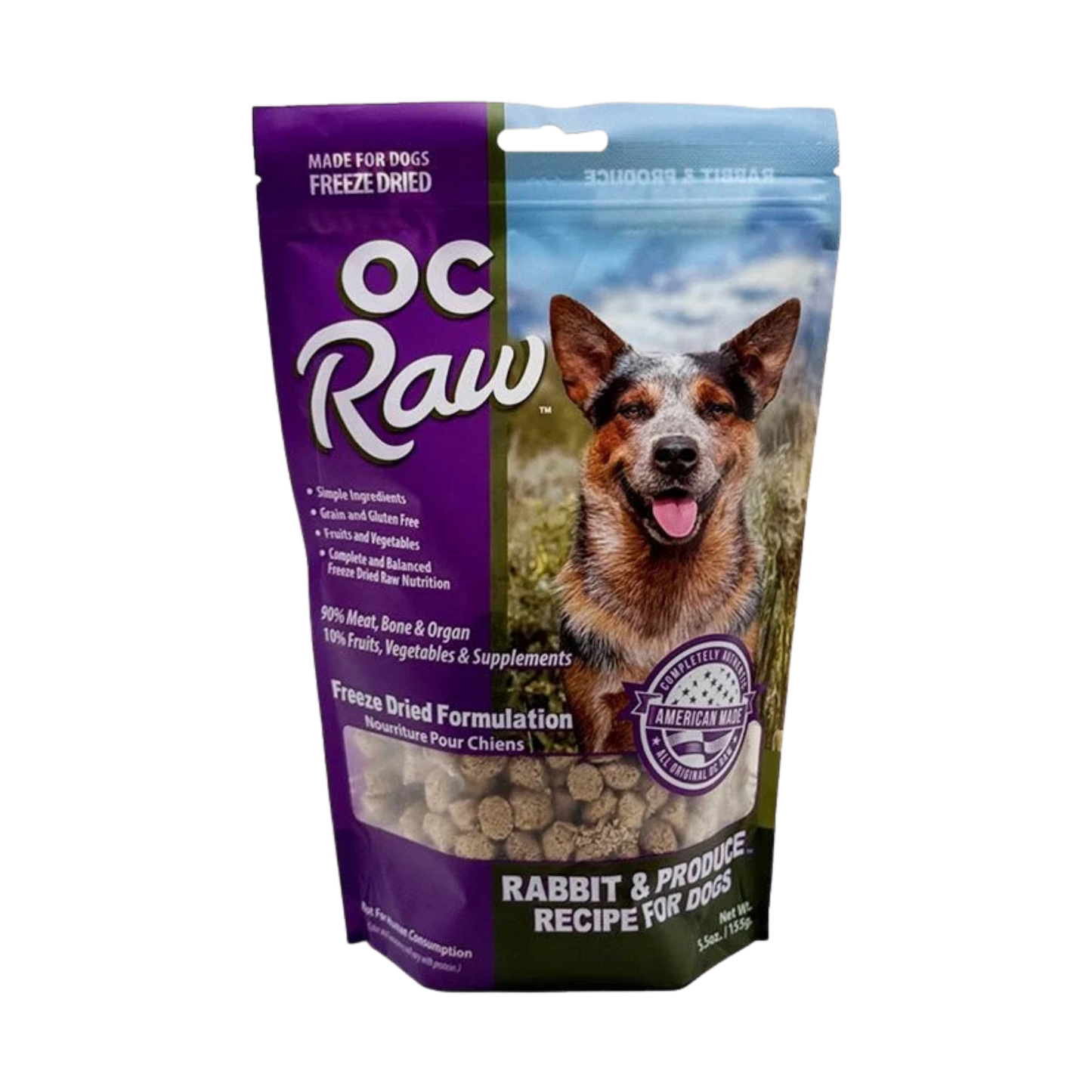 OC Raw Freeze-Dried Rabbit & Produce Recipe for Dogs, 5.5oz