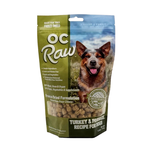 OC Raw Freeze-Dried Turkey & Produce Recipe for Dogs, 5.5oz