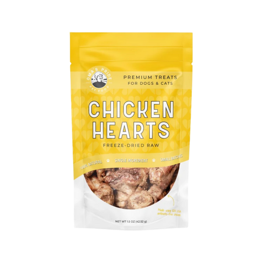 Oma's Pride Freeze-Dried Chicken Hearts for Dogs & Cats, 1.5oz