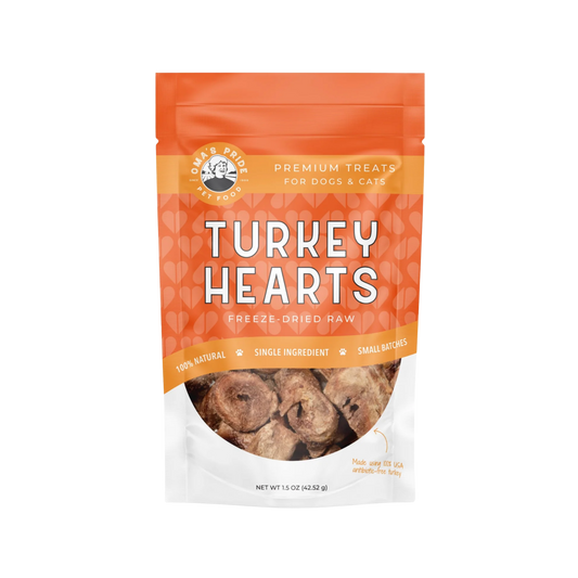 Oma's Pride Freeze-Dried Turkey Hearts for Dogs & Cats, 1.5oz