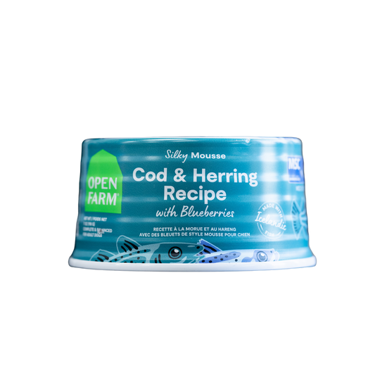Open Farm Silky Mousse Cod & Herring Recipe with Blueberries