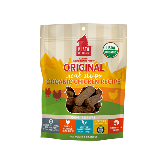 Plato Original Real Strips Organic Chicken Dog Treats