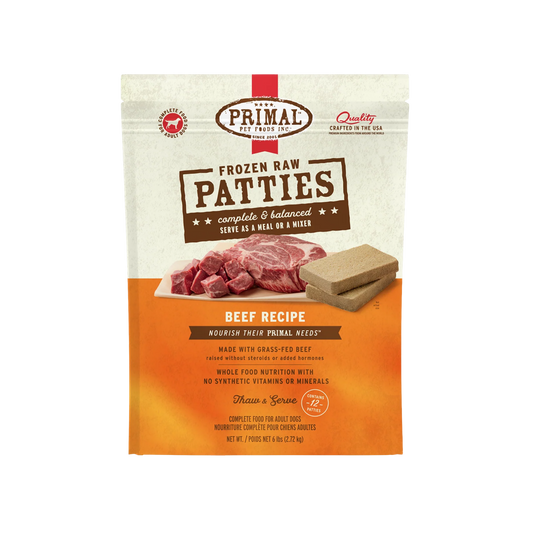 Primal Beef Recipe Frozen Raw Patties Dog Food, 6lb