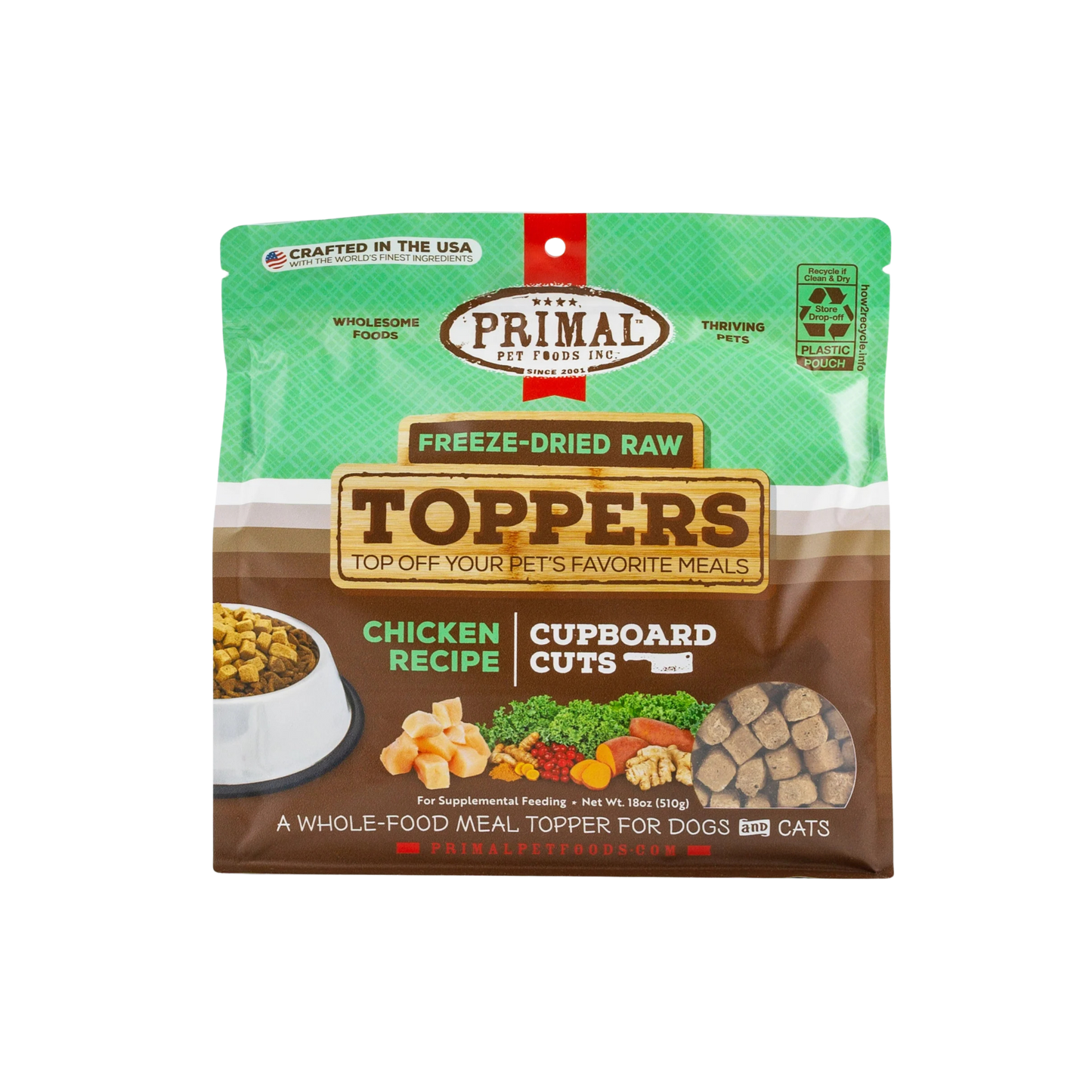 Primal Cupboard Cuts Freeze-Dried Raw Chicken Recipe Toppers for Dogs & Cats