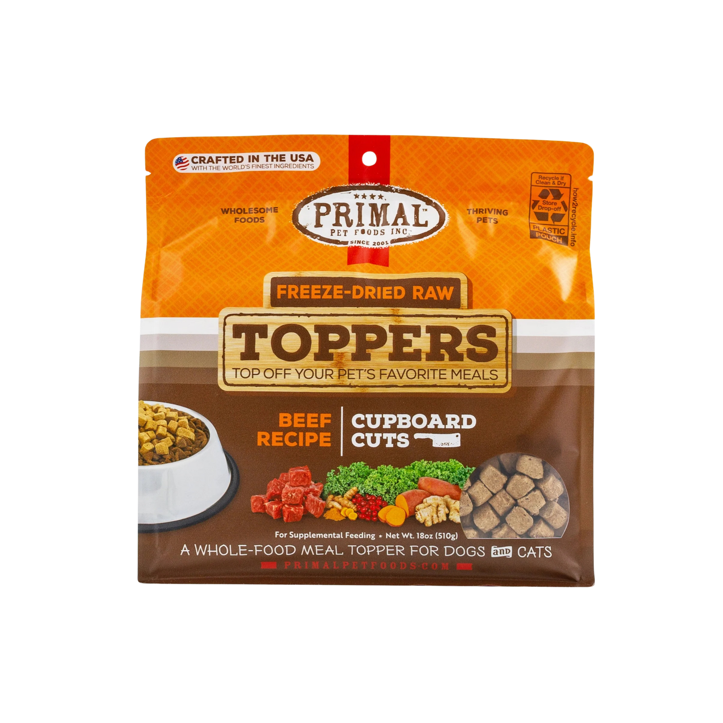 Primal Cupboard Cuts Freeze-Dried Raw Toppers Beef Recipe for Dogs & Cats