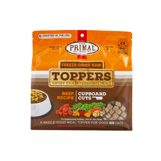 Primal Cupboard Cuts Freeze-Dried Raw Toppers Beef Recipe for Dogs & Cats
