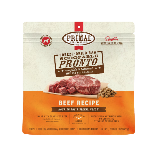 Primal Freeze-Dried Raw Scoopable Pronto Beef Recipe Dog Food