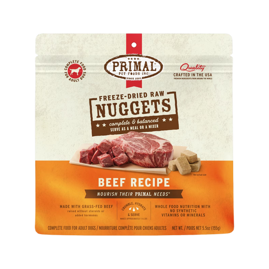 Primal Freeze-Dried Raw Beef Recipe Nuggets Dog Food