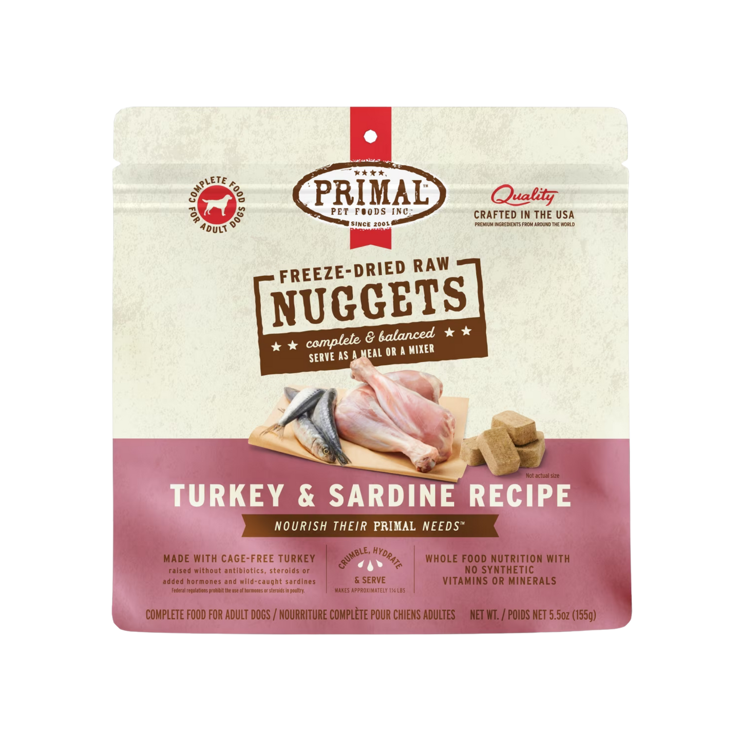 Primal Freeze-Dried Raw Turkey & Sardine Nuggets Dog Food