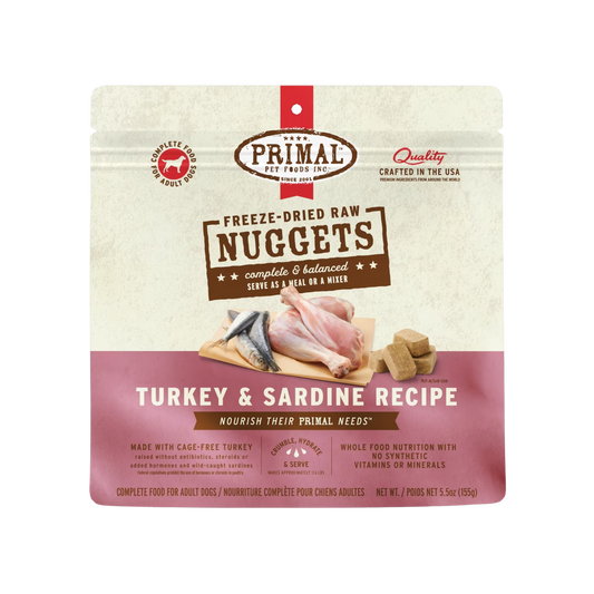 Primal Freeze-Dried Raw Turkey & Sardine Nuggets Dog Food