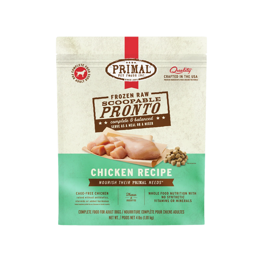 Primal Frozen Raw Scoopable Pronto Chicken Recipe Dog Food, 4lb