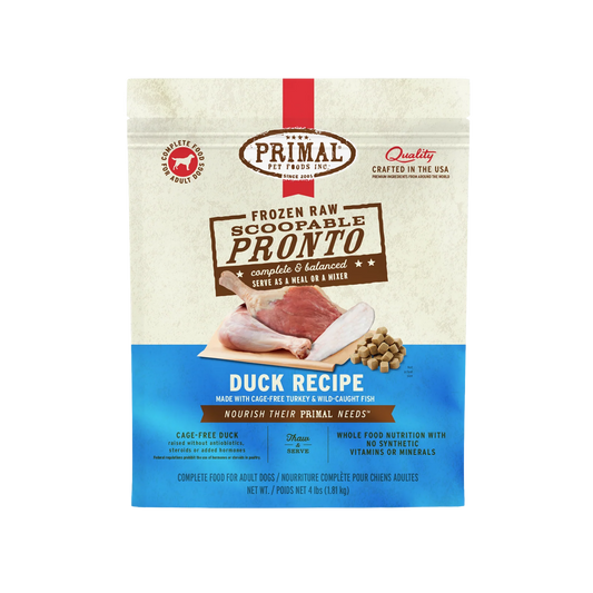 Primal Frozen Raw Scoopable Pronto Duck Recipe Dog Food, 4lb