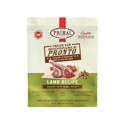 Primal Frozen Raw Scoopable Pronto Lamb Recipe Dog Food, 4lb