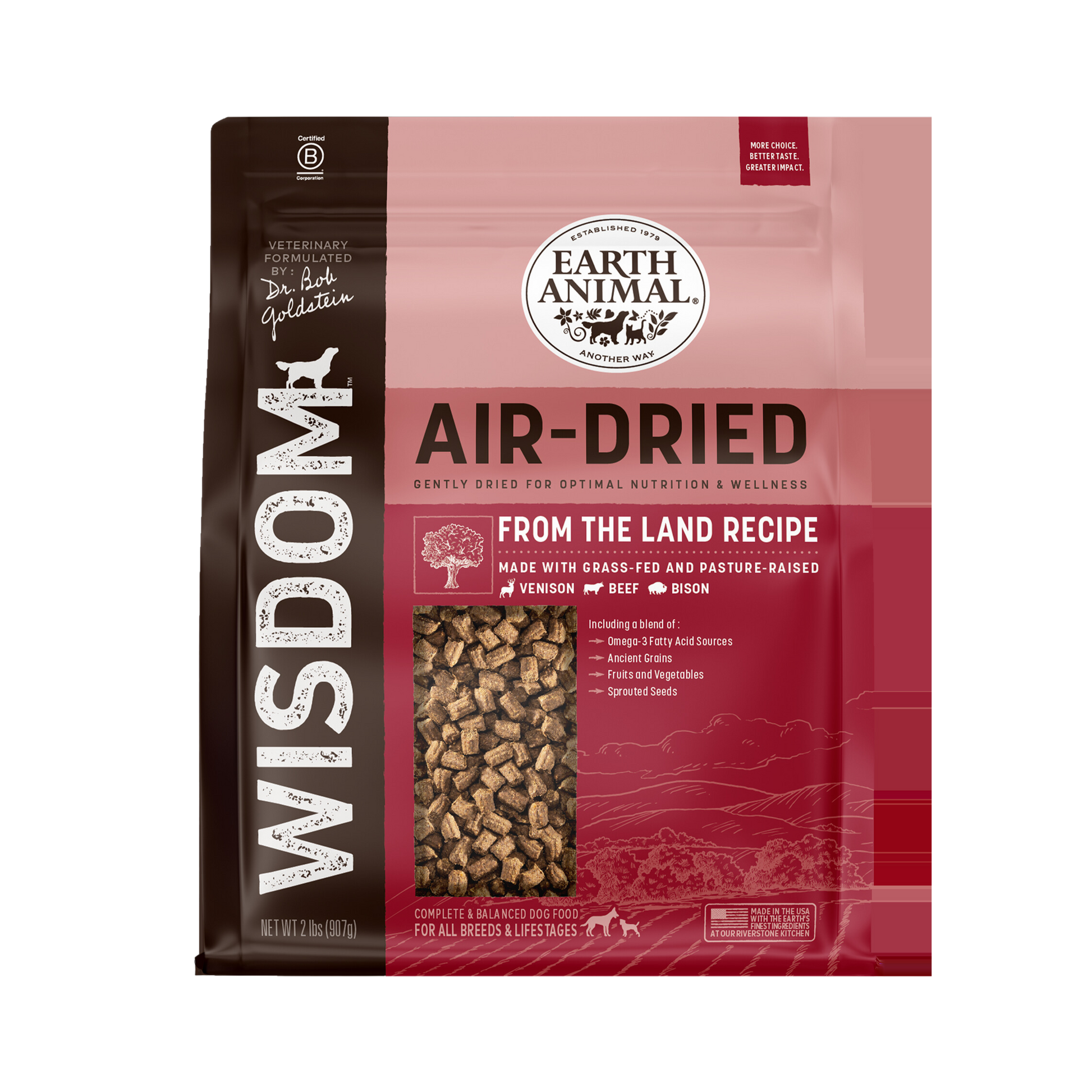 Earth Animal Wisdo Air-Dried From the Land Recipe Dog Food - Pups & Cubs Premium Pet Food