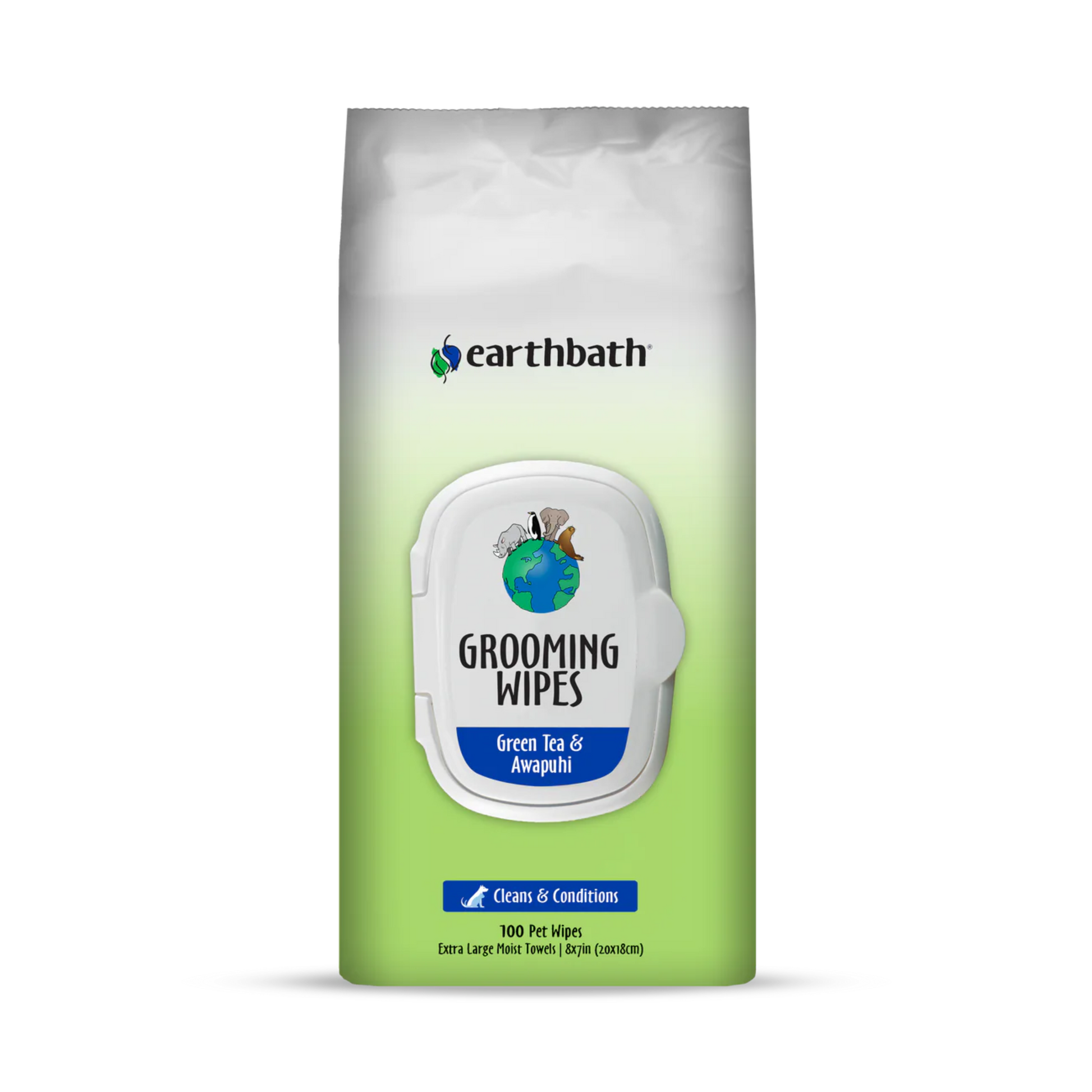 Earthbath Grooming Wipes: Green tea & Awapuhi - Pups & Cubs Premium Pet Food