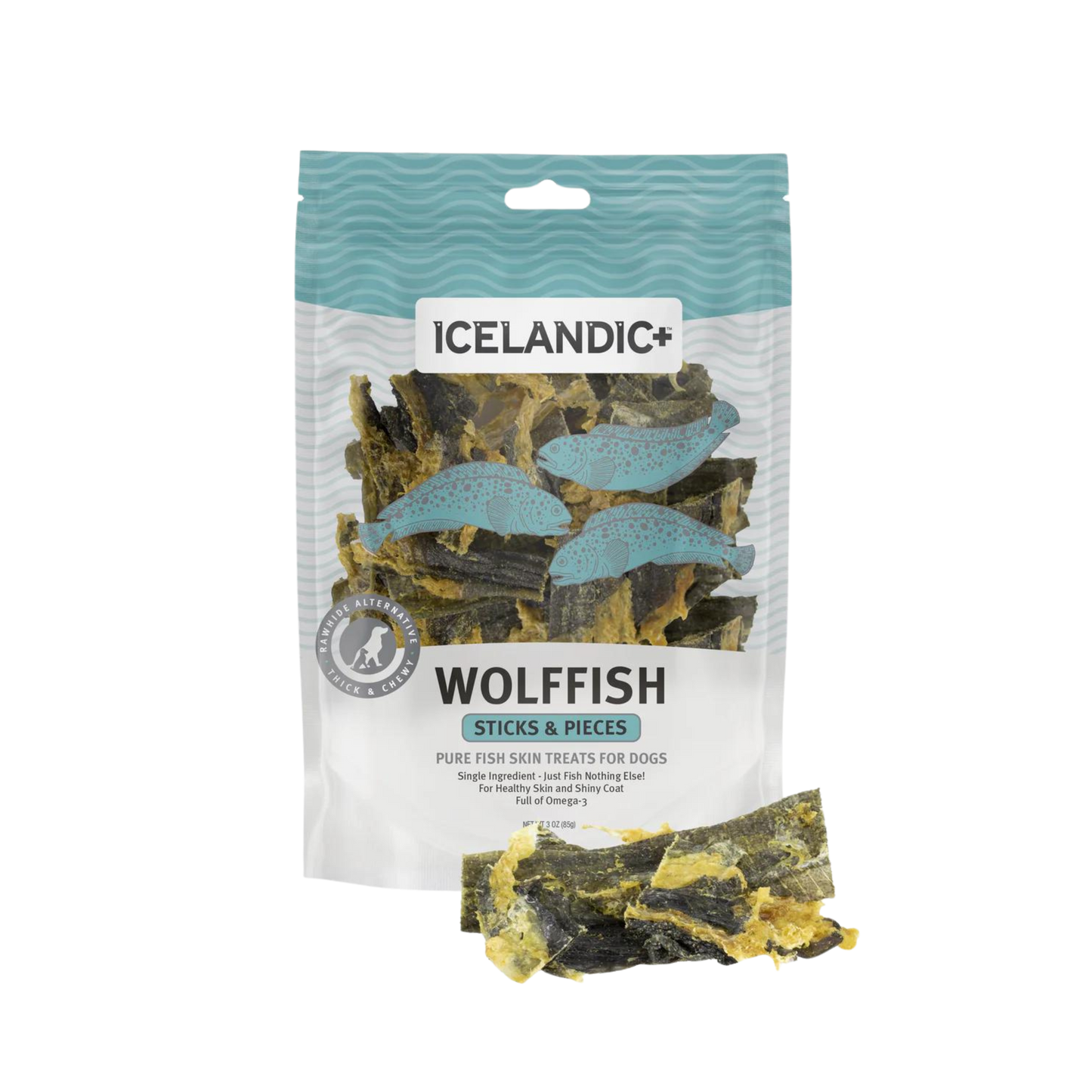 Icelandic+ Wolffish Skin Sticks & Pieces Dog Treats