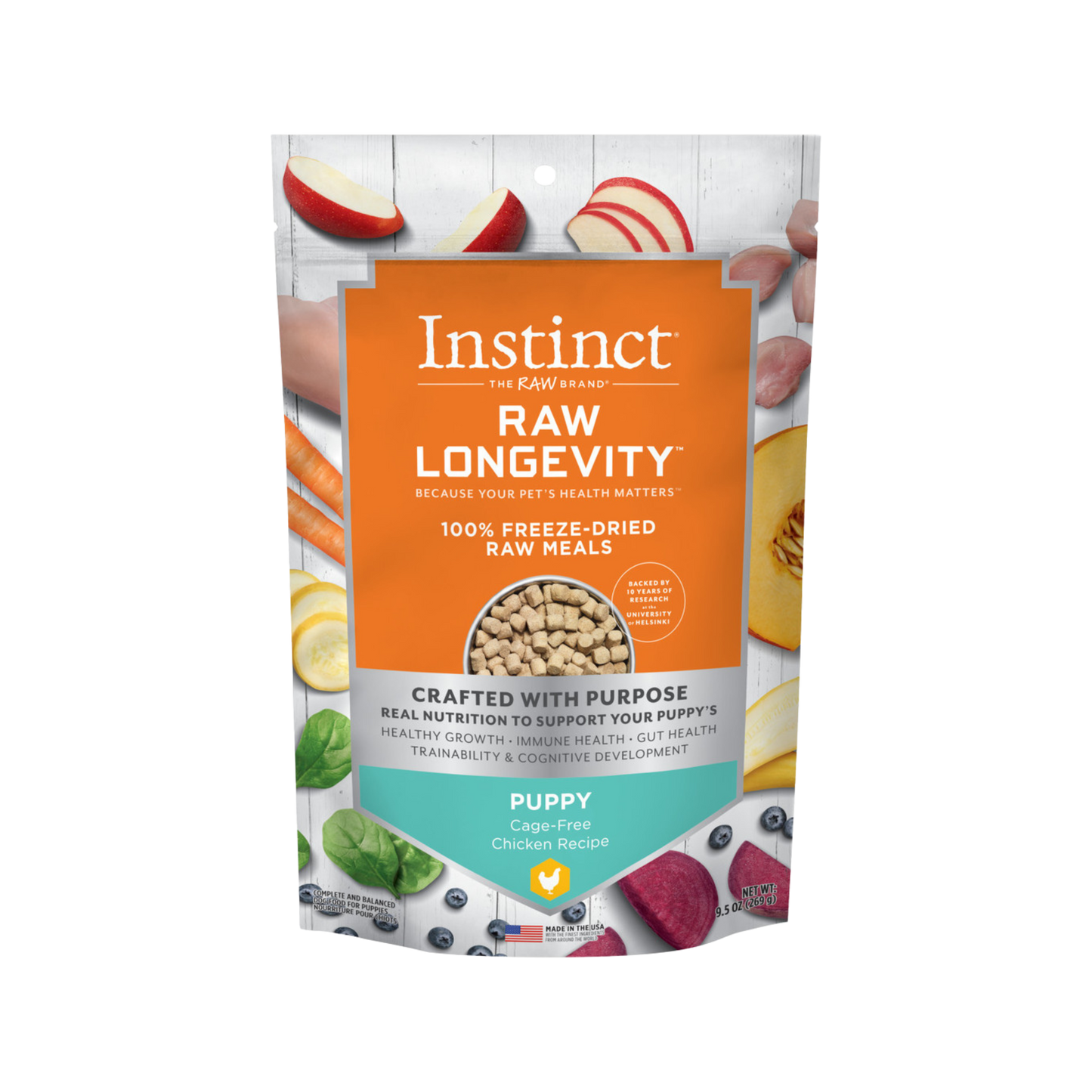 Instinct Raw Longevity 100% Freeze-Dried Raw Meals Cage-Free Chicken Recipe for Puppies