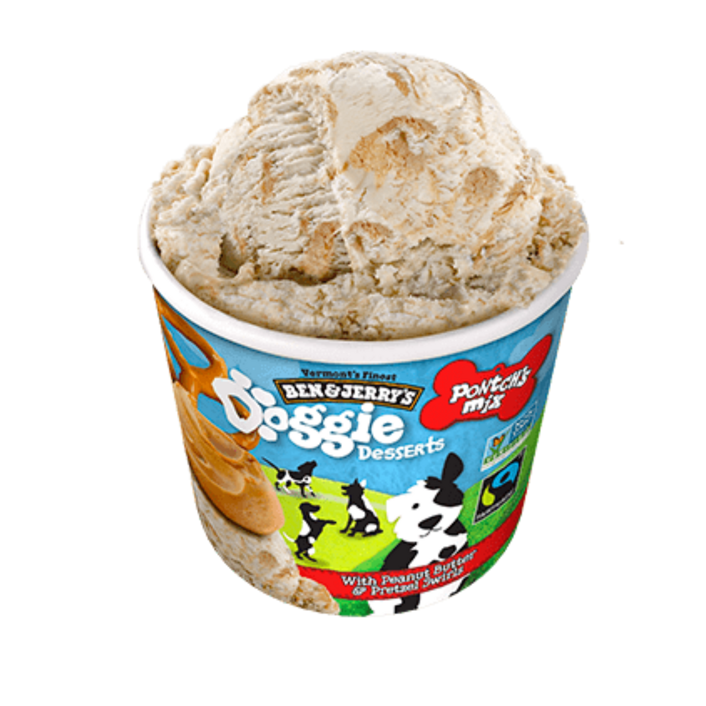 Ben & Jerry's Pontch's Mix Frozen Dog Ice Cream With Peanut Butter & Pretzel Swirls - Pups & Cubs Premium Pet Food
