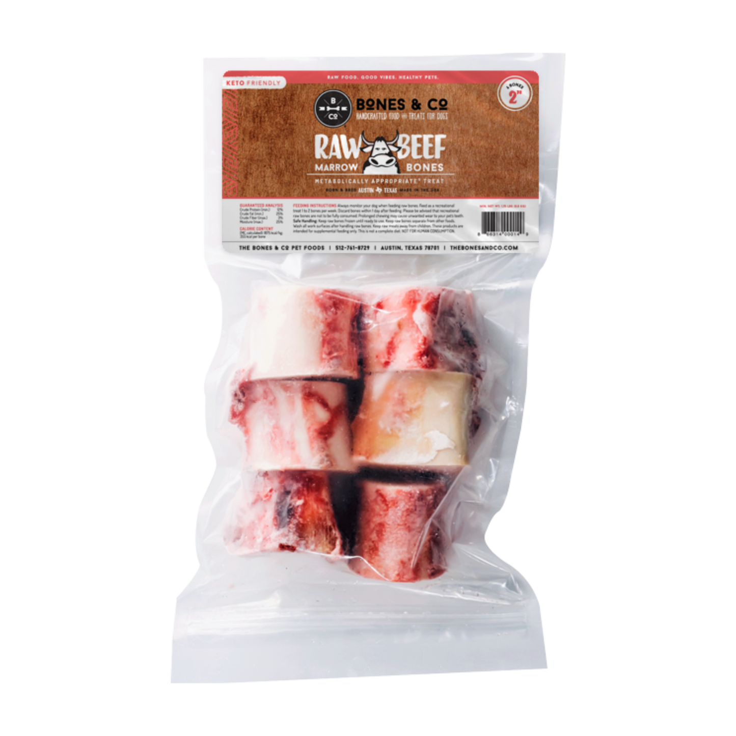 Bones & Co. Frozen Raw Beef Marrow Bones for Dogs - Pups & Cubs Premium Pet Food