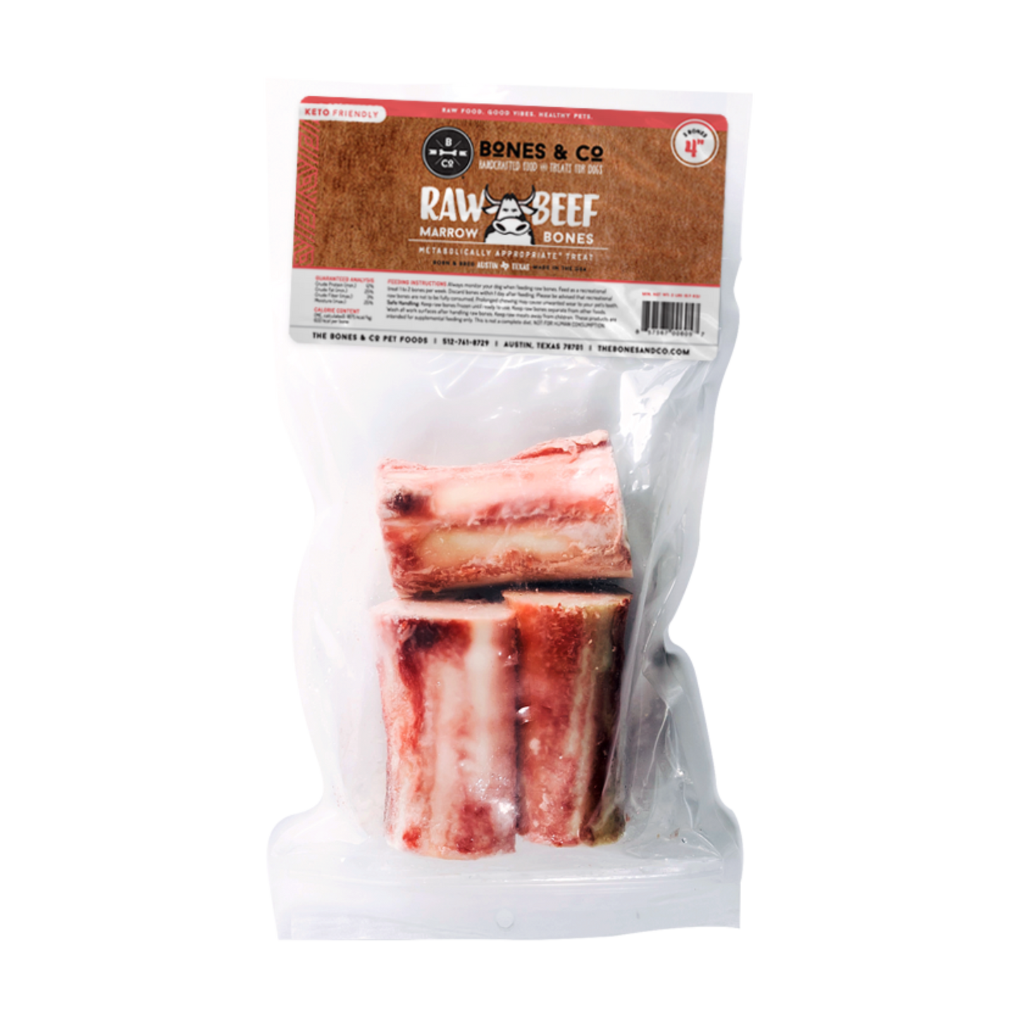 Bones & Co. Frozen Raw Beef Marrow Bones for Dogs - Pups & Cubs Premium Pet Food