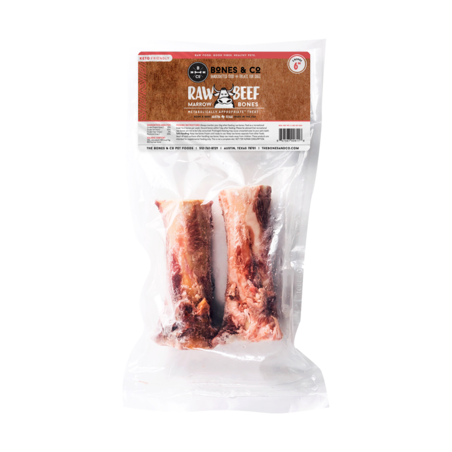 Bones & Co. Frozen Raw Beef Marrow Bones for Dogs - Pups & Cubs Premium Pet Food
