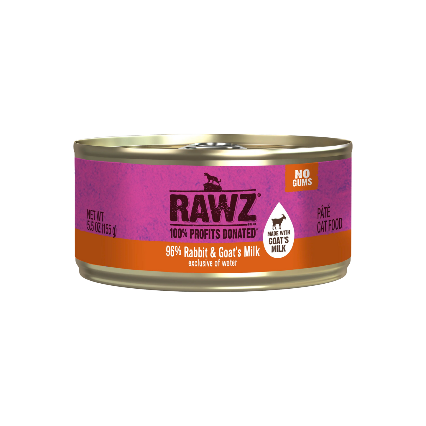 Rawz 96% Rabbit with Goat’s Milk Wet Cat Food, 5.5oz