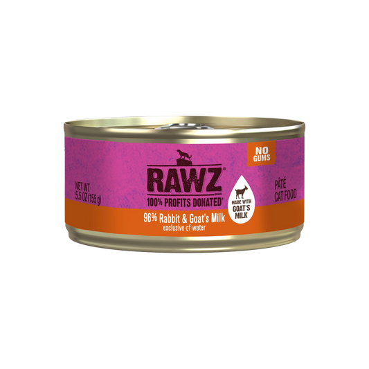 Rawz 96% Rabbit with Goat’s Milk Wet Cat Food, 5.5oz