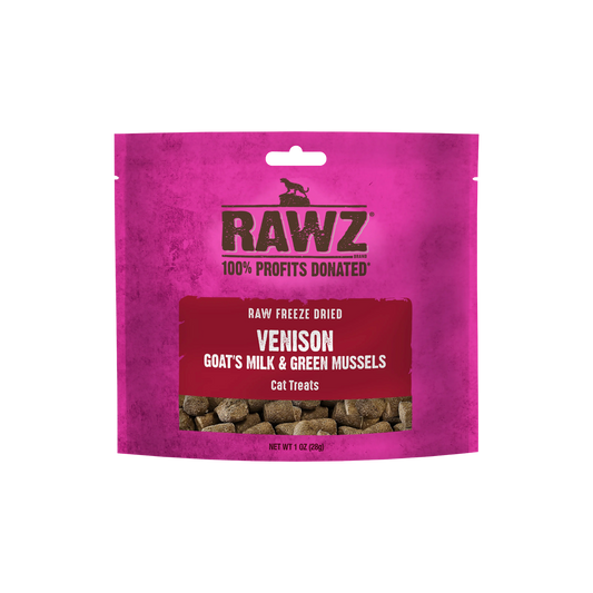 Rawz Freeze-Dried Venison, Goat's Milk & Green Mussels Cat Treats, 1oz